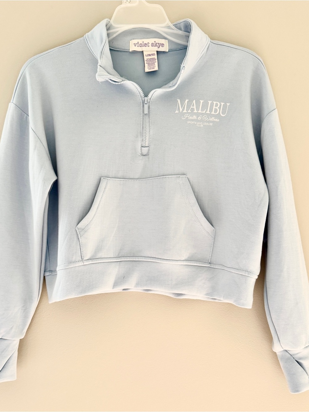 Violet Skye Malibu Half-Zip Pullover Sweater - Light Blue girls size 10/12